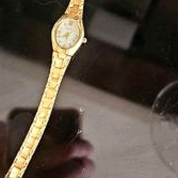 Vtg Elgin Bezel nugget Watch  Pearl face gold 7" pls research this sale- - Picture 2 of 8